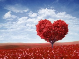 Tree in the shape of heart, valentines day background,